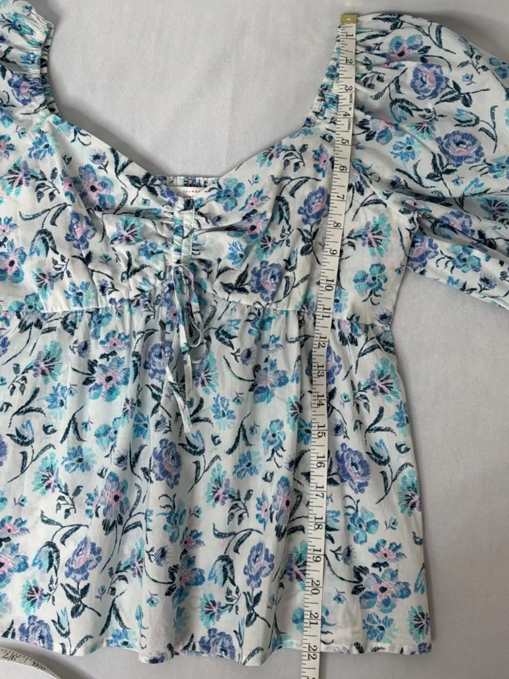 Lauren Conrad Elbow Length Cotton Floral Print Top - Picture 5 of 6